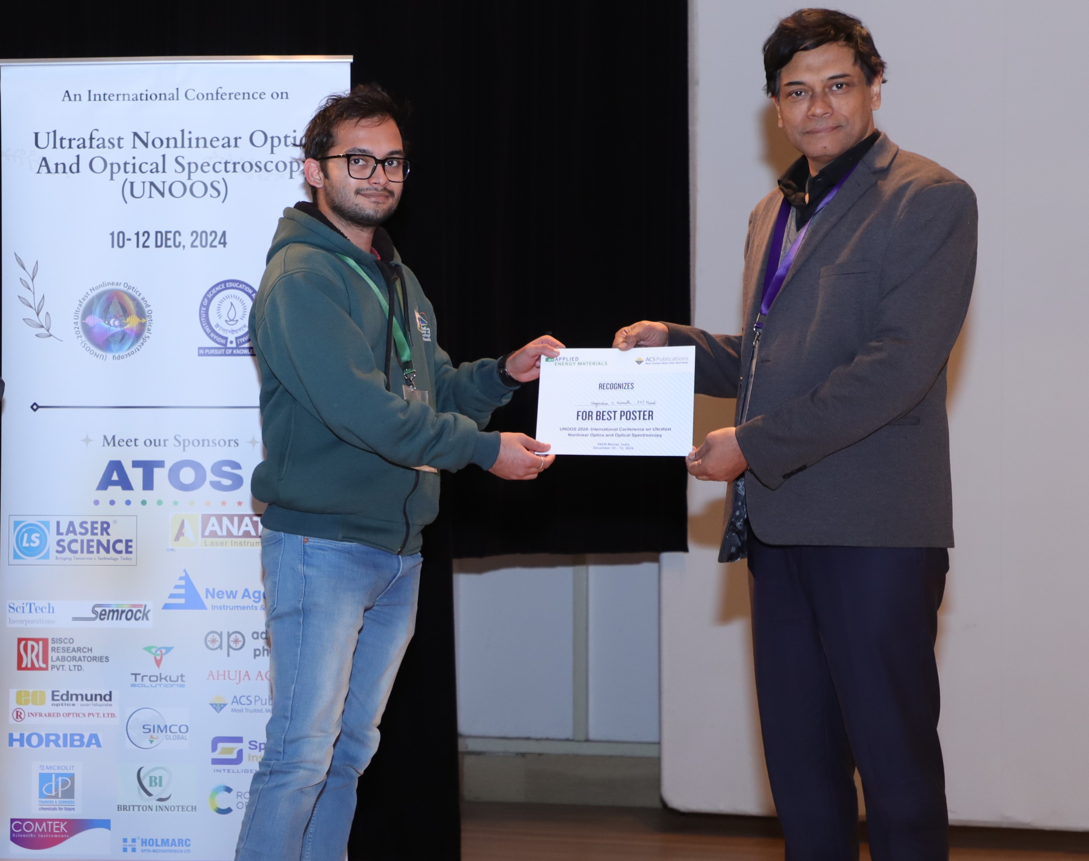 Best poster award at UNOOS2024, IISER, Mohali